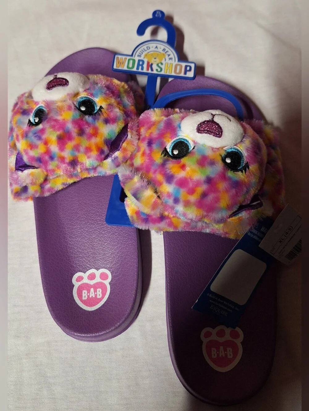 Build-A-Bear Purple Plush Bear Slide Sandals for Kids